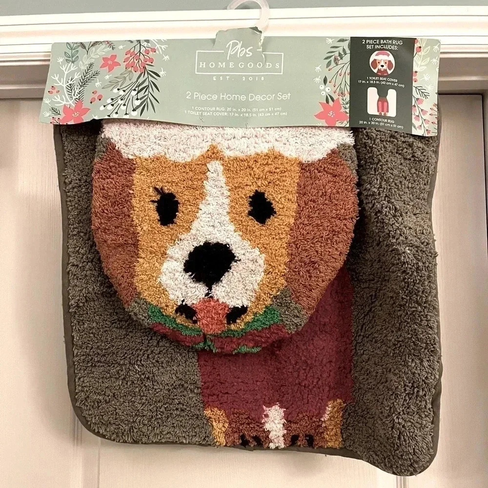 HomeGoods 2 Piece Holiday Bath Toilet/Rug Set